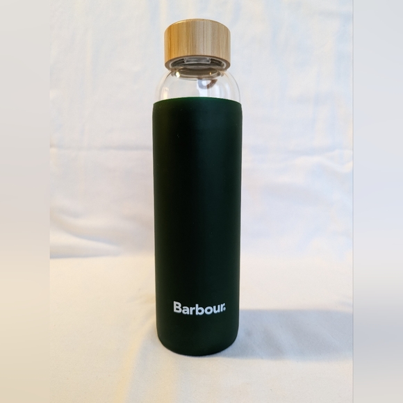 Barbour Glass Silicone Sleeve Cover Water Bottle Hunter Forest Green - Picture 1 of 16